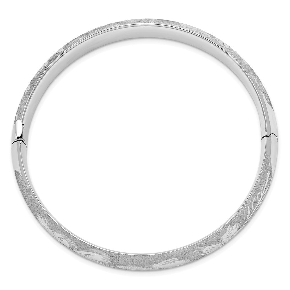 14k White Gold 10 mm /16 White Gold Florentine Engraved Hinged Bangle (13.32 grams)