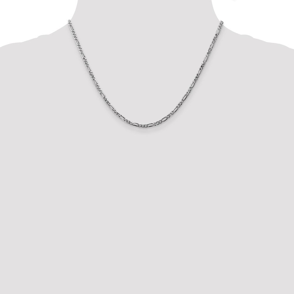 14k WG 2.75mm Flat Figaro Chain (4.25 grams)