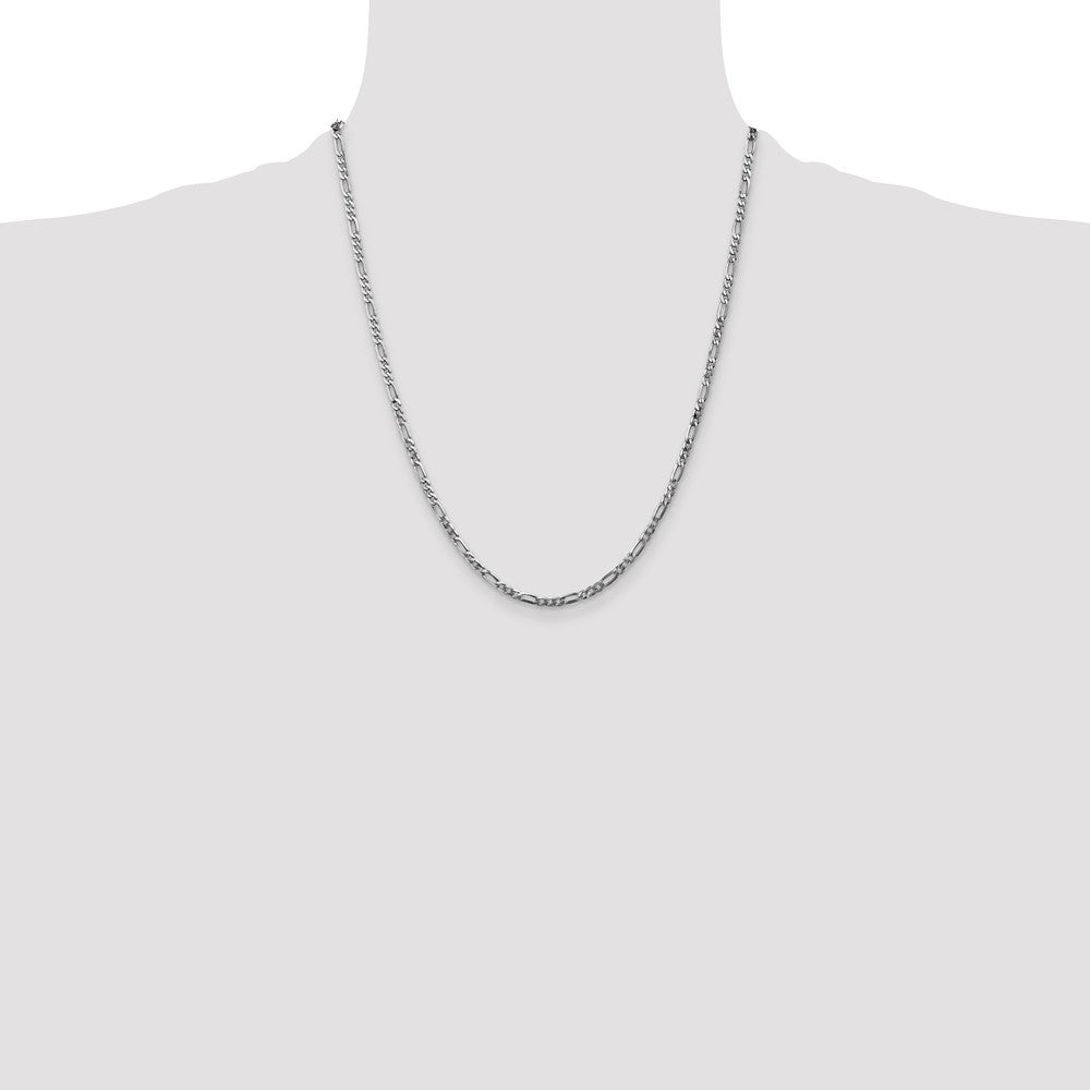 14k WG 2.75mm Flat Figaro Chain (4.25 grams)