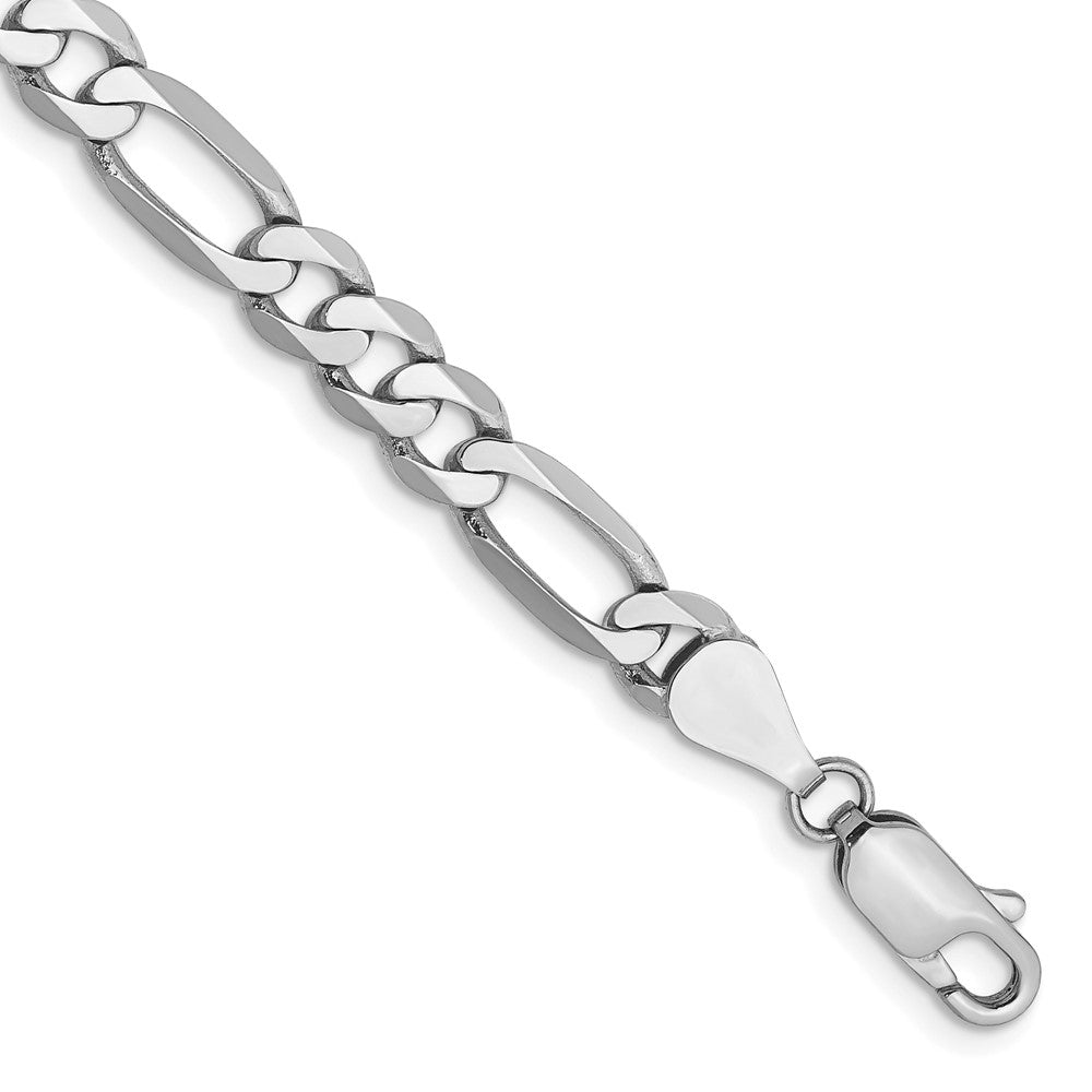 14k WG 5.5mm Flat Figaro Chain Bracelet (6.65 grams)