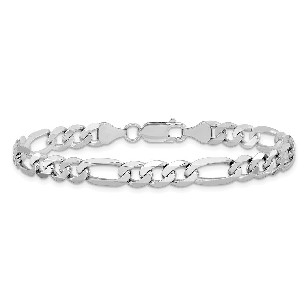 14k WG 7mm Flat Figaro Chain Bracelet (11.81 grams)
