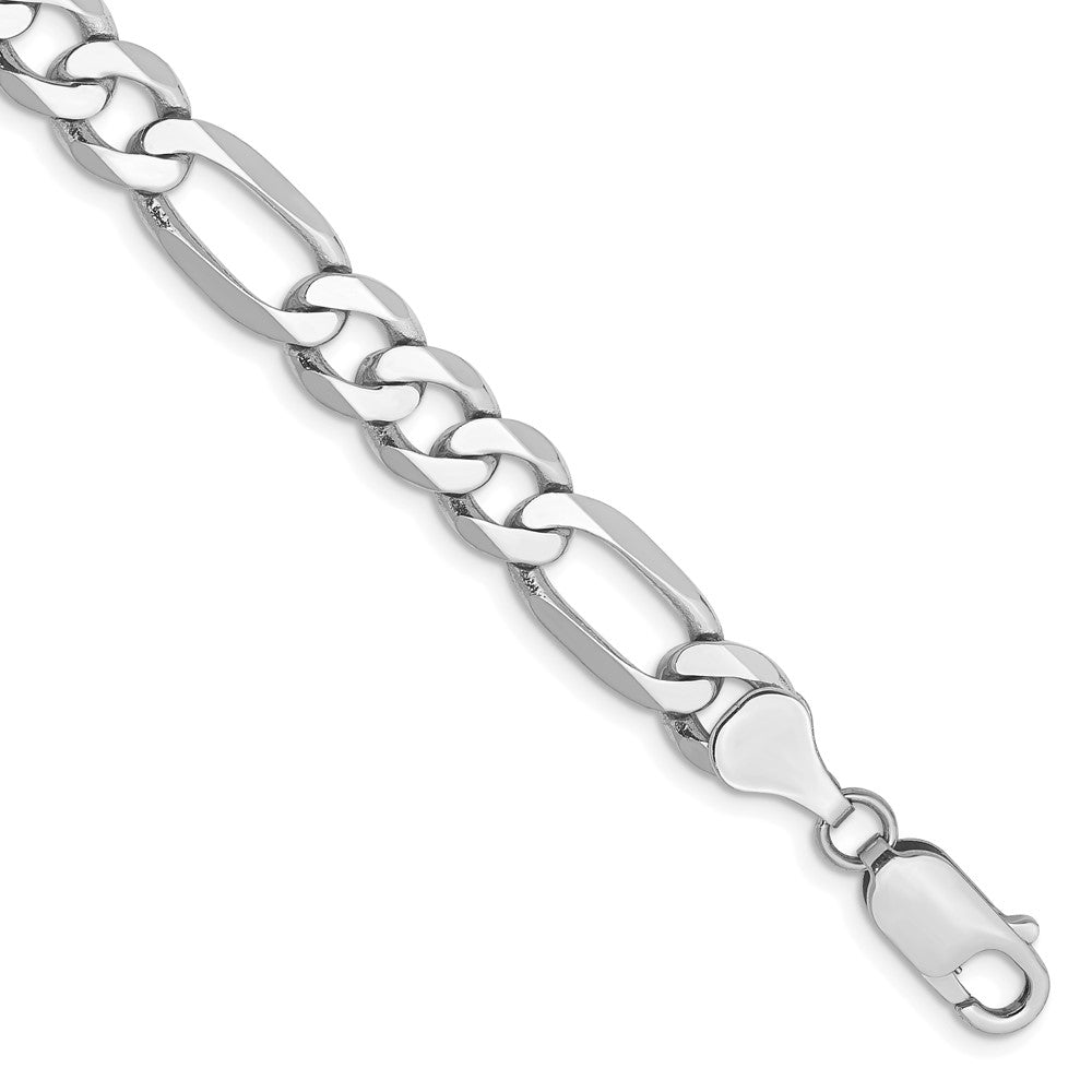 14k WG 7mm Flat Figaro Chain Bracelet (11.81 grams)