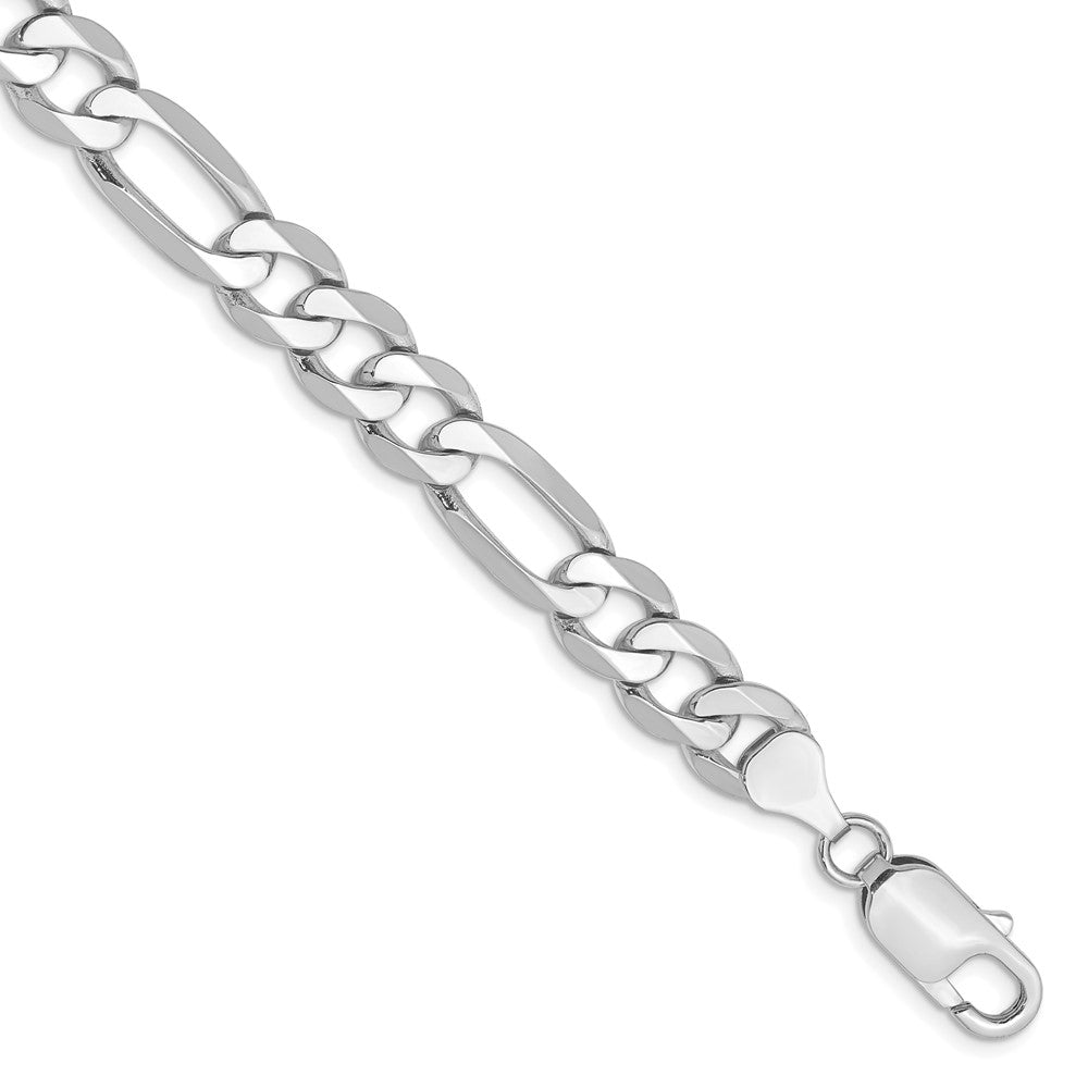 14k WG 7.5mm Flat Figaro Chain Bracelet (15.94 grams)