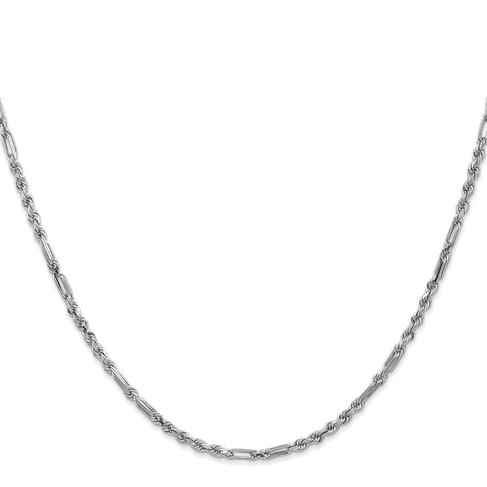 14k White Gold 2.5mm D/C Milano Rope Chain (8.16 grams)