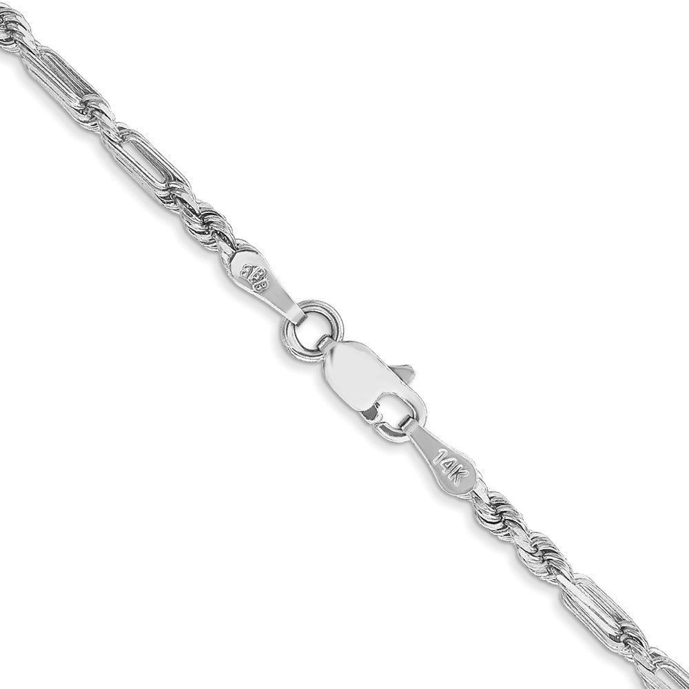 14k White Gold 2.5mm D/C Milano Rope Chain (8.16 grams)