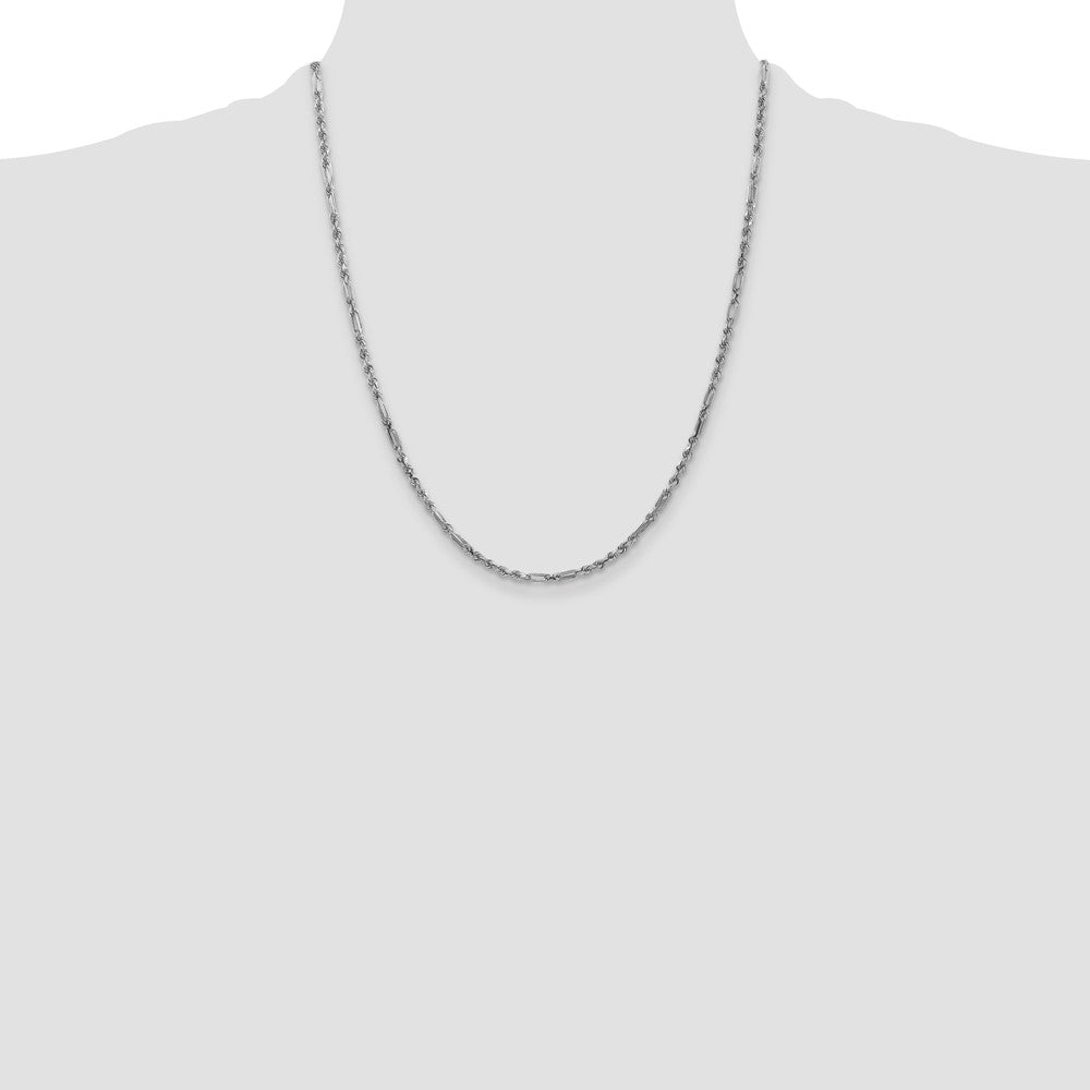 14k White Gold 2.5mm D/C Milano Rope Chain (8.16 grams)