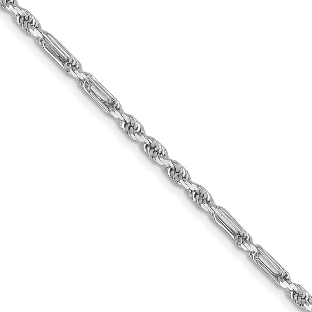 14k White Gold 2.5mm D/C Milano Rope Chain (8.16 grams)