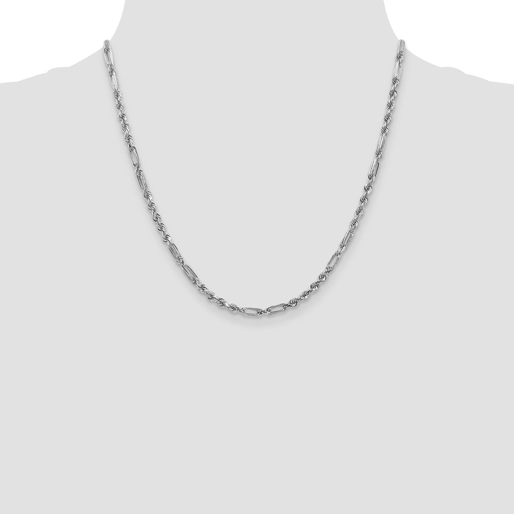 14k White Gold 3.0mm D/C Milano Rope Chain (14.90 grams)