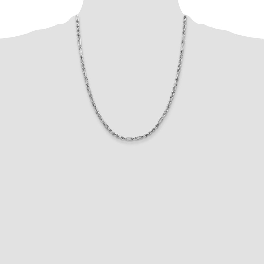 14k White Gold 3.0mm D/C Milano Rope Chain (14.90 grams)