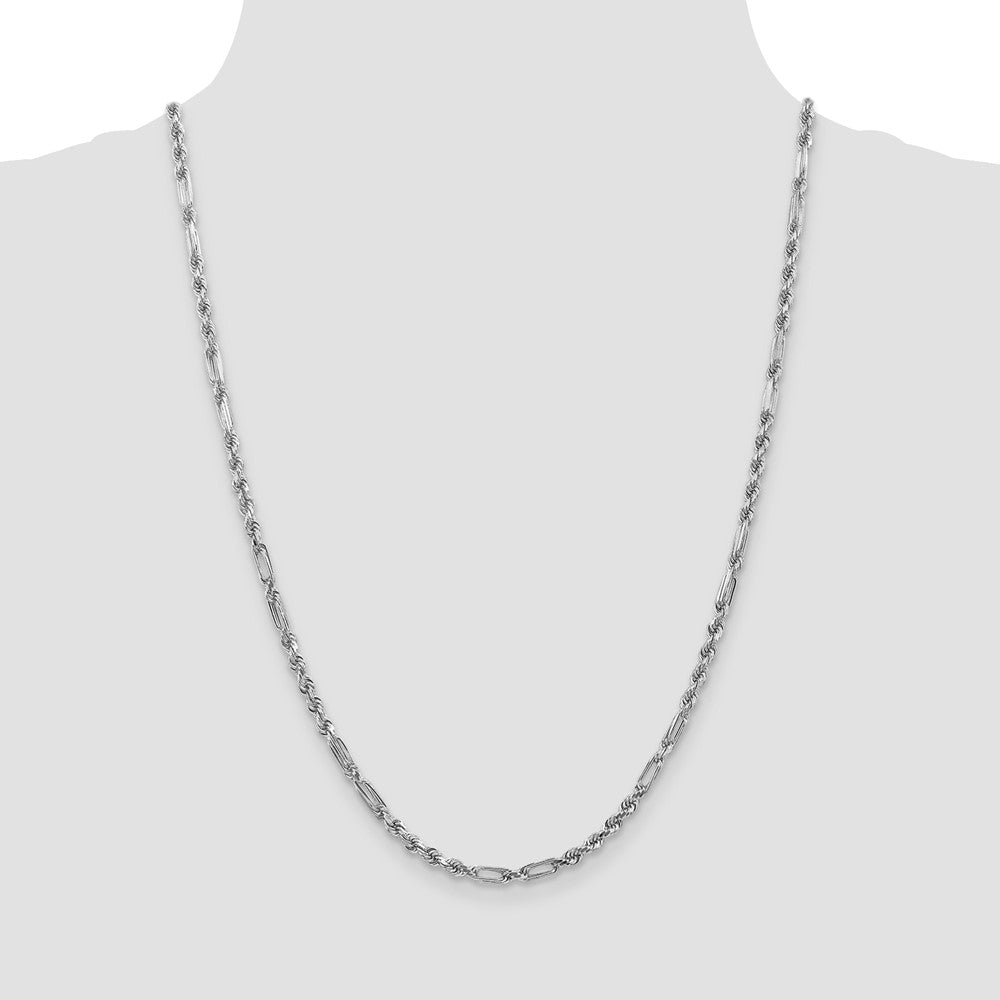 14k White Gold 3.0mm D/C Milano Rope Chain (14.90 grams)