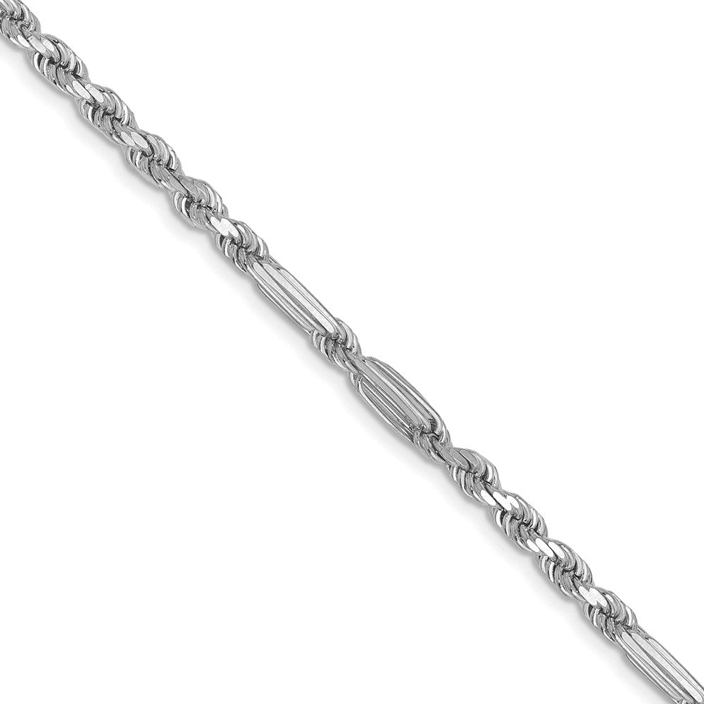 14k White Gold 3.0mm D/C Milano Rope Chain (14.90 grams)