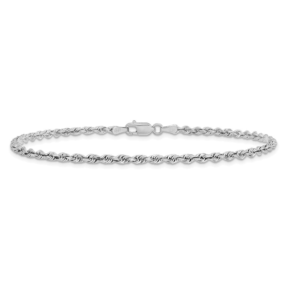 14k White Gold 2.75mm D/C Quadruple Rope Chain Bracelet (3.85 grams)