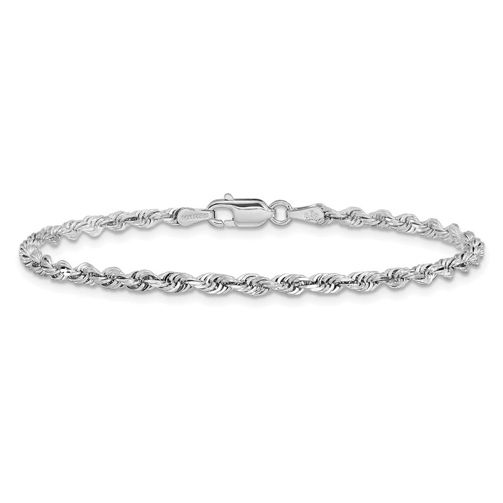 14k White Gold 3.0mm D/C Quadruple Rope Chain Bracelet (4.38 grams)