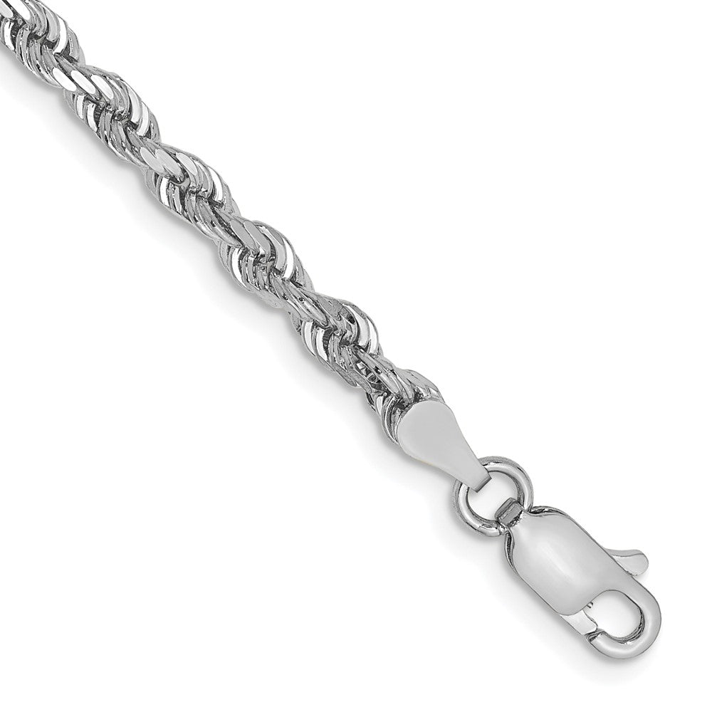 14k White Gold 3.35mm D/C Quadruple Rope Chain Bracelet (5.90 grams)