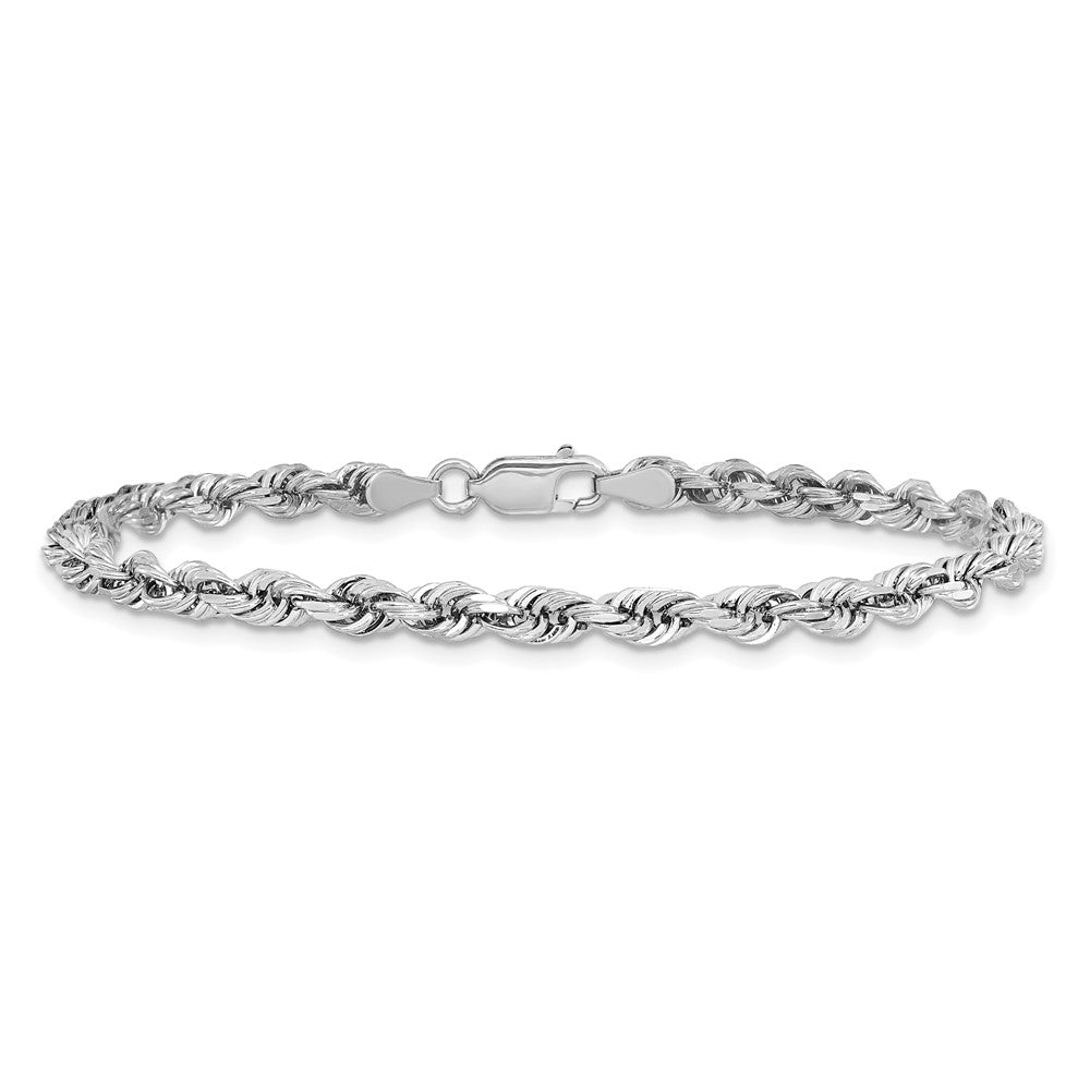 14k White Gold 4mm D/C Quadruple Rope Chain Bracelet (7.36 grams)