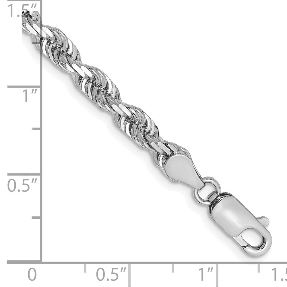 14k White Gold 4.5mm D/C Quadruple Rope Chain Bracelet (9.44 grams)