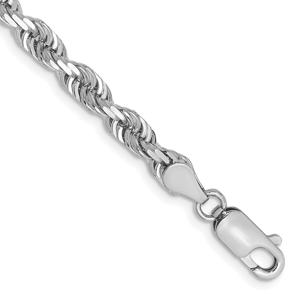 14k White Gold 4.5mm D/C Quadruple Rope Chain Bracelet (9.44 grams)