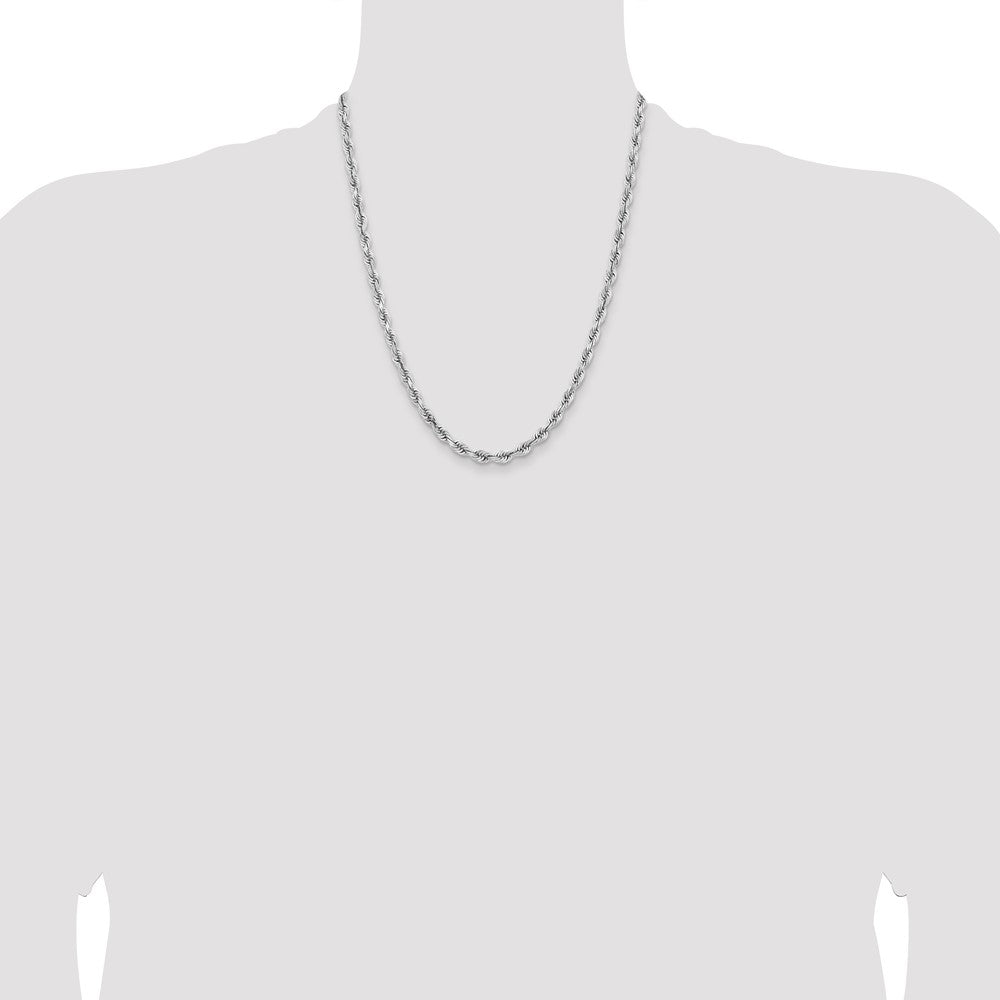 14k White Gold 5.0mm D/C Quadruple Rope Chain (34.84 grams)