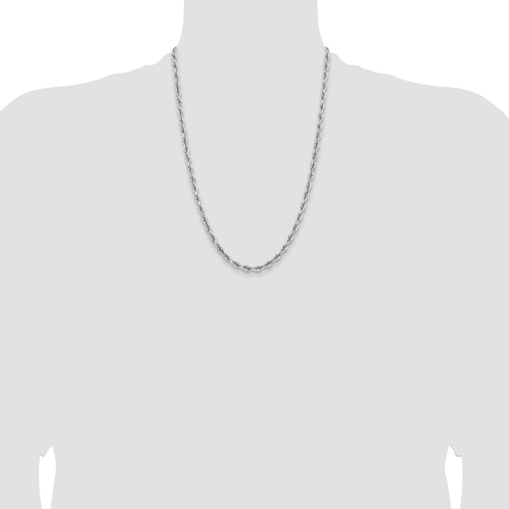 14k White Gold 5.0mm D/C Quadruple Rope Chain (34.84 grams)
