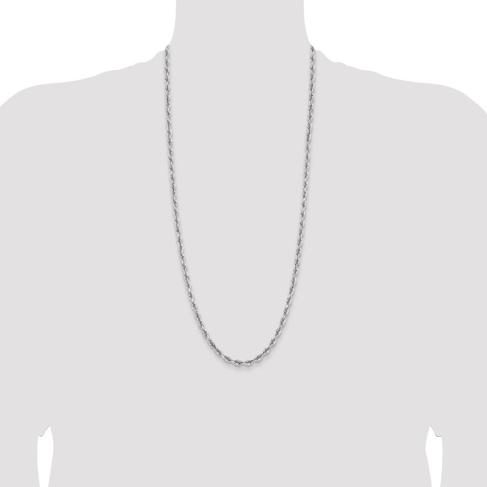 14k White Gold 5.0mm D/C Quadruple Rope Chain (34.84 grams)