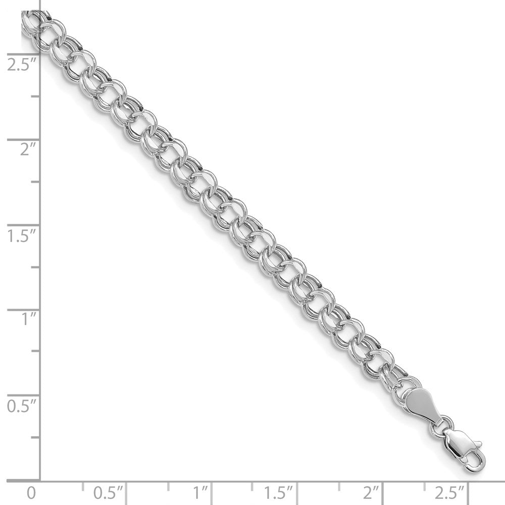 14k White Gold 5 mm Double Link Charm Bracelet (2.5 grams)