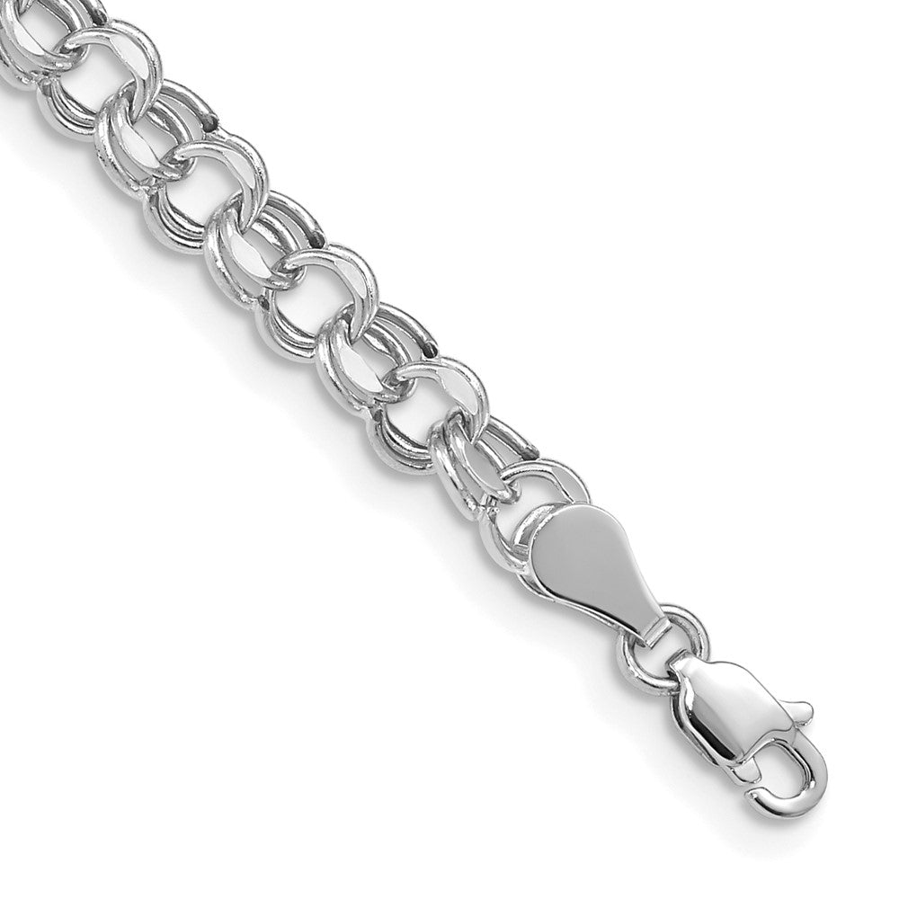14k White Gold 5 mm Double Link Charm Bracelet (2.5 grams)