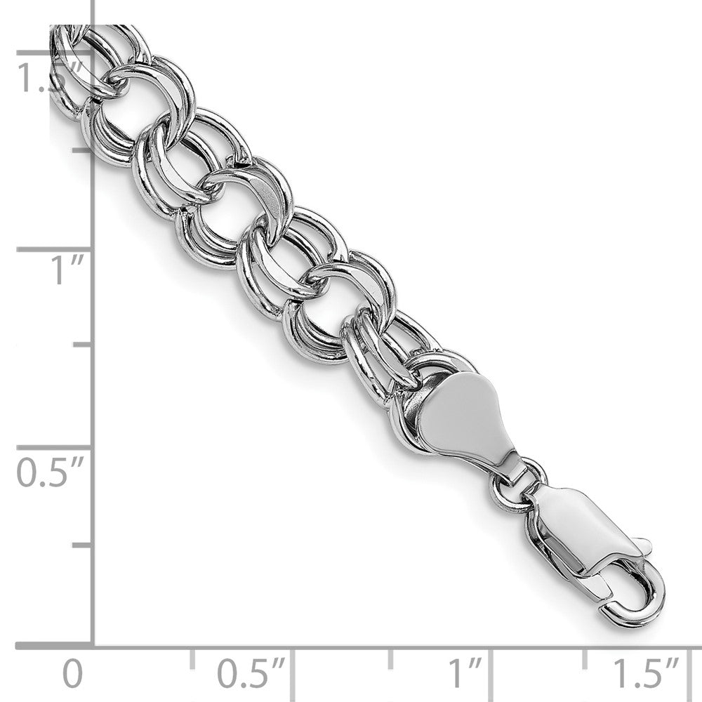 14k White Gold 7.5 mm Double Link Charm Bracelet (5.73 grams)