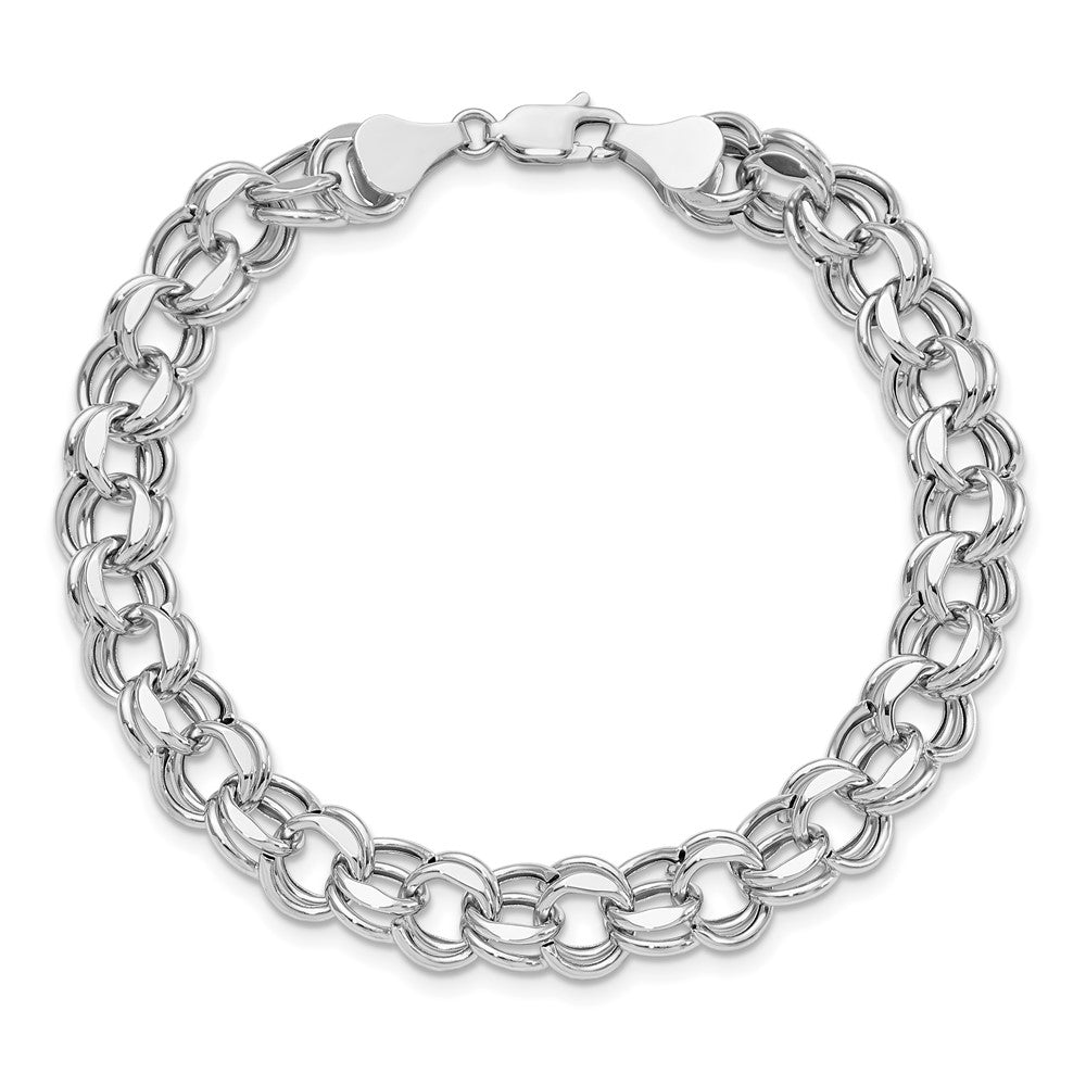 14k White Gold 8 mm Double Link Charm Bracele (7.87 grams)