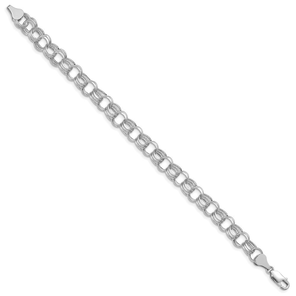 14k White Gold 8 mm Triple Link Charm Bracelet (5.69 grams)