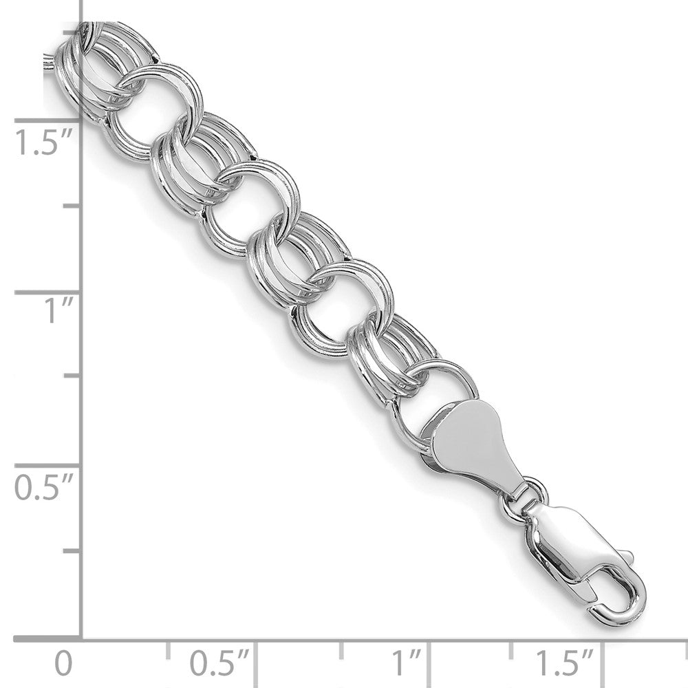 14k White Gold 8 mm Triple Link Charm Bracelet (5.69 grams)