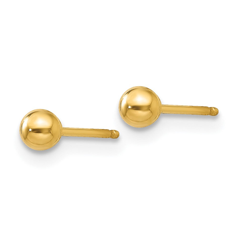 14k Yellow Gold 3 mm Ball Post Earrings (0.18 grams)