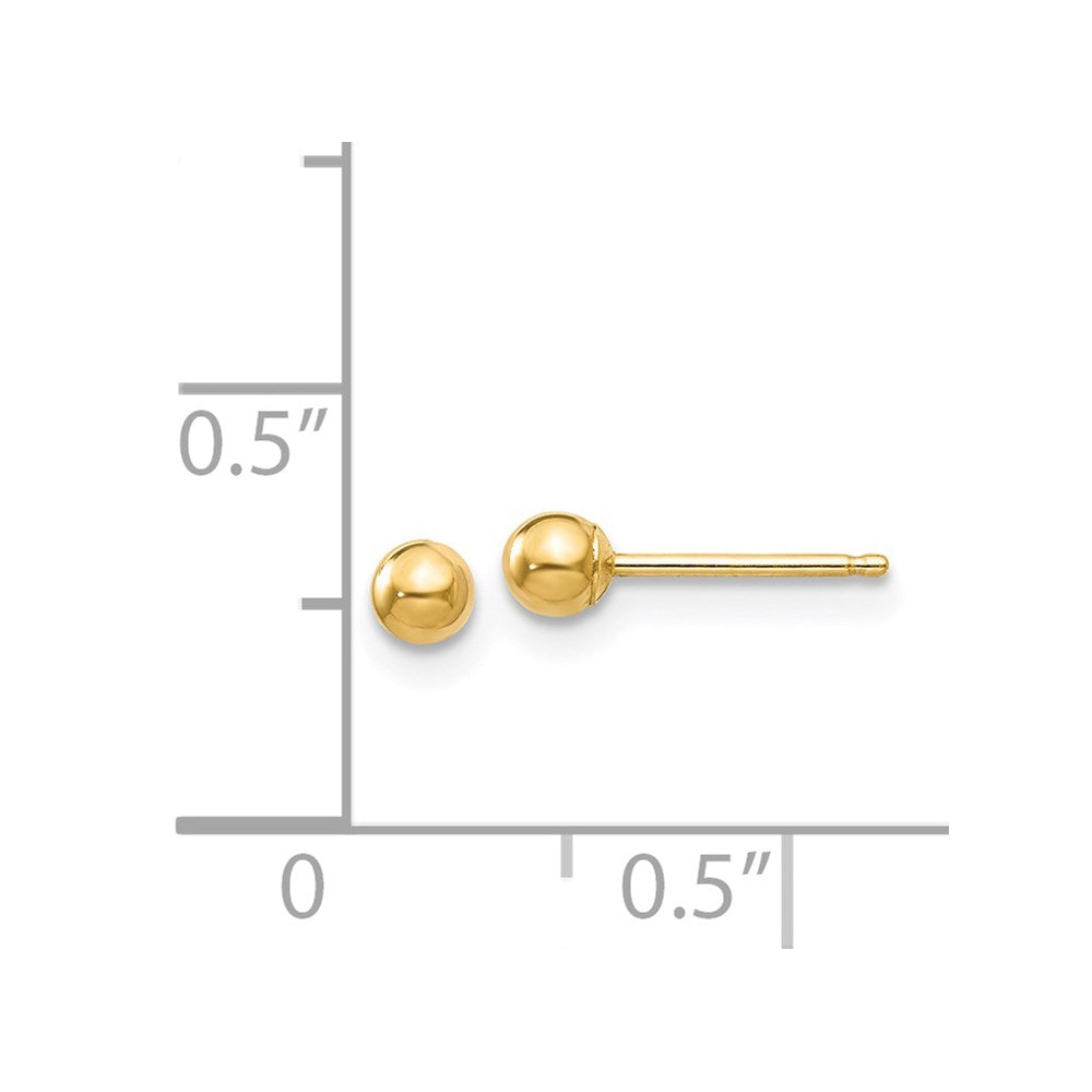 14k Yellow Gold 3 mm Ball Post Earrings (0.18 grams)