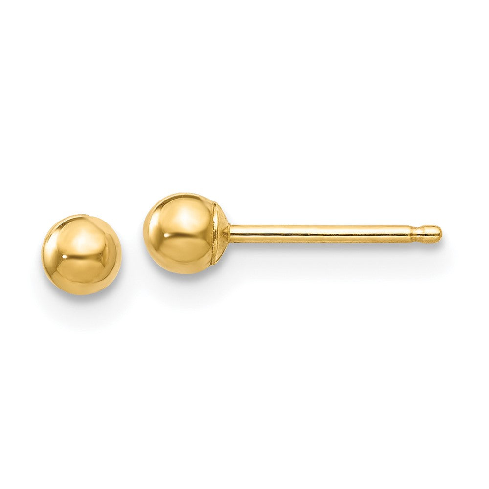 14k Yellow Gold 3 mm Ball Post Earrings (0.18 grams)