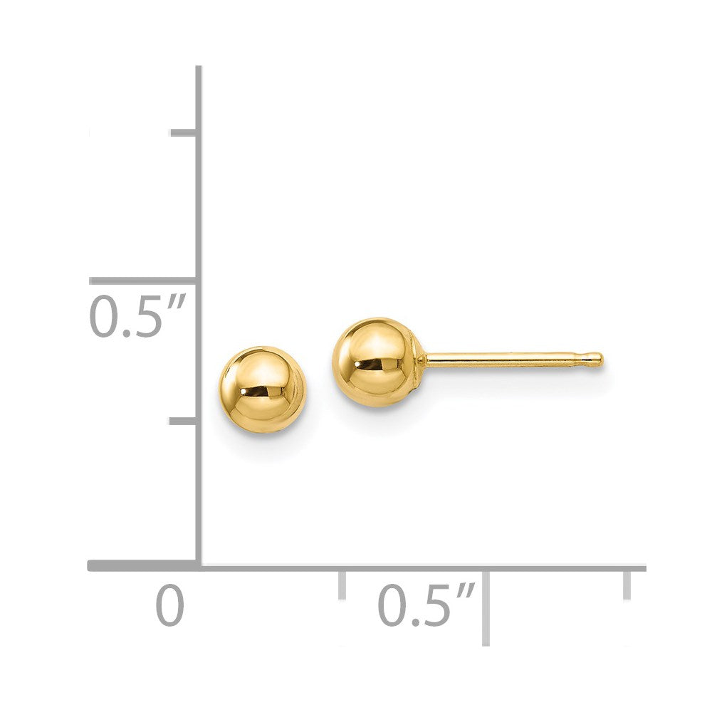 14k Yellow Gold 4 mm Ball Post Earrings (0.19 grams)