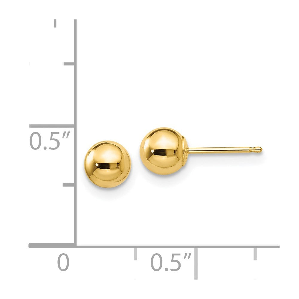14k Yellow Gold 5 mm Ball Post Earrings (0.27 grams)