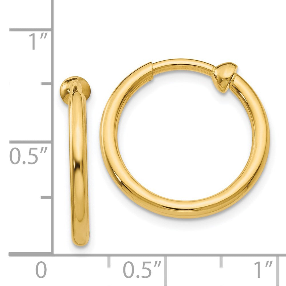 14k Yellow Gold 2 mm Non-Pierced Hoop Earrings (1.61 grams)