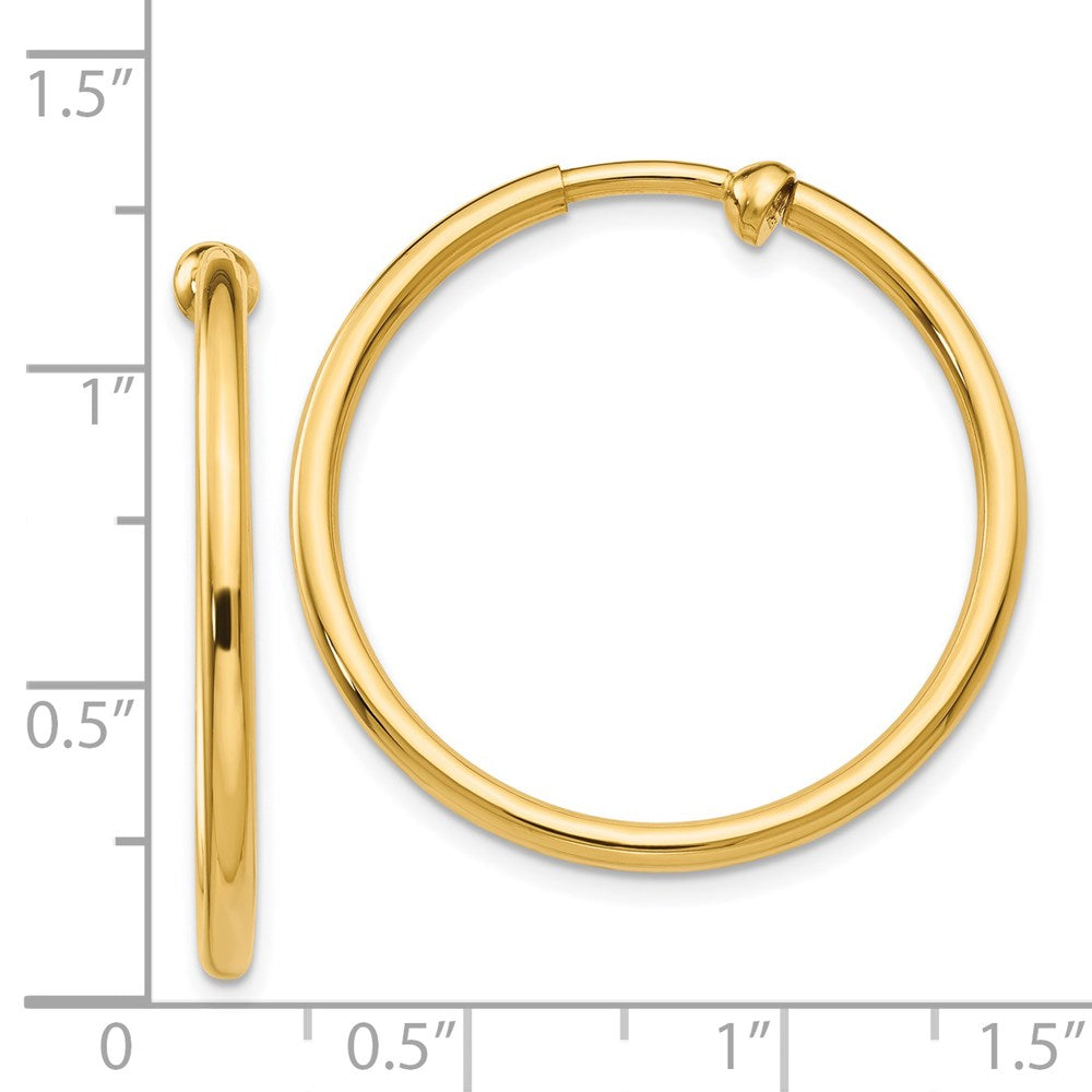 14k Yellow Gold 2 mm Non-Pierced Hoop Earrings (2.47 grams)
