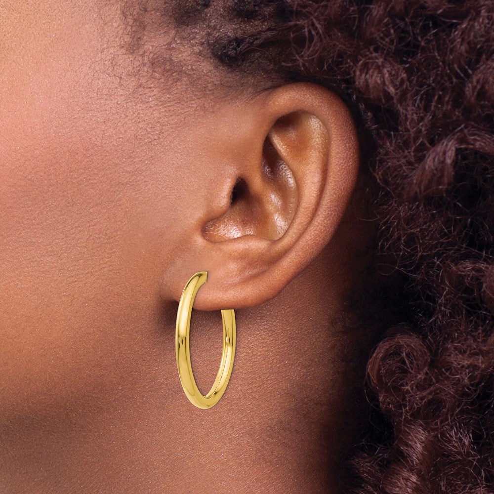 14k Yellow Gold 3 mm Non-Pierced Hoop Earrings (4.18 grams)