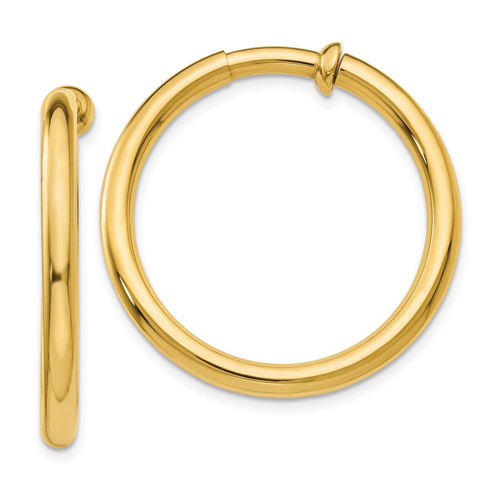 14k Yellow Gold 3 mm Non-Pierced Hoop Earrings (4.18 grams)