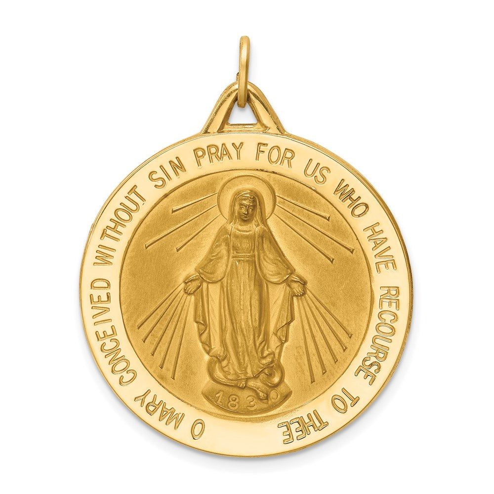 14k Yellow Gold 29.25 mm Miraculous Medal Pendant (7.93 grams)