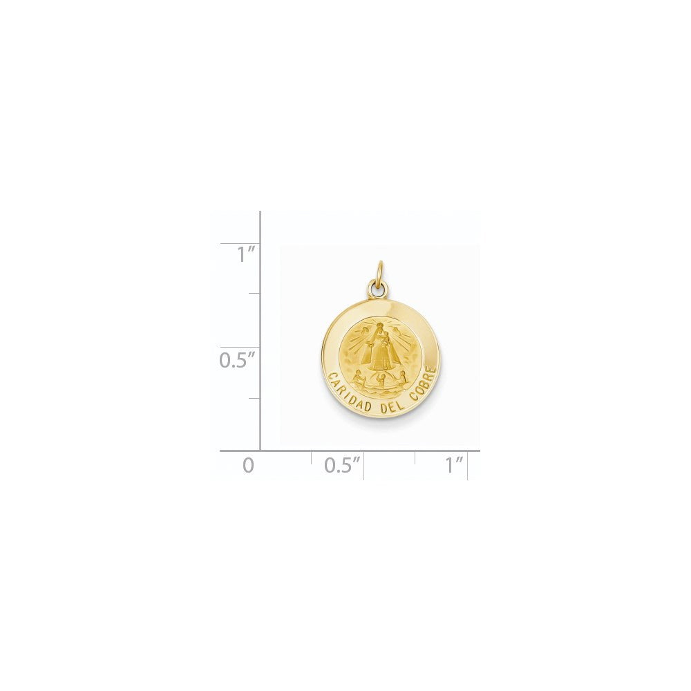 14k Yellow Gold 15 mm Caridad Del Cobre Medal Pendant (1.33 grams)
