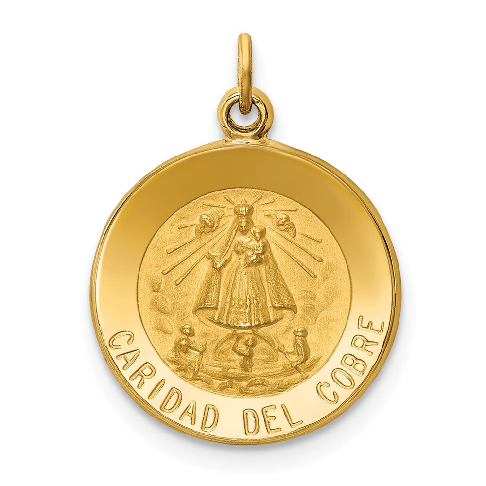 14k Yellow Gold 15 mm Caridad Del Cobre Medal Pendant (1.33 grams)