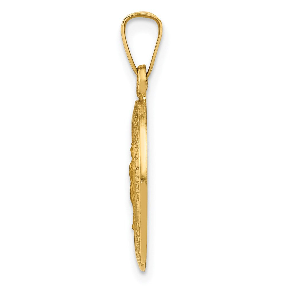 14k Yellow Gold 11 mm Hollow Our Lady Of Guadalupe Medal Charm (0.92 grams)