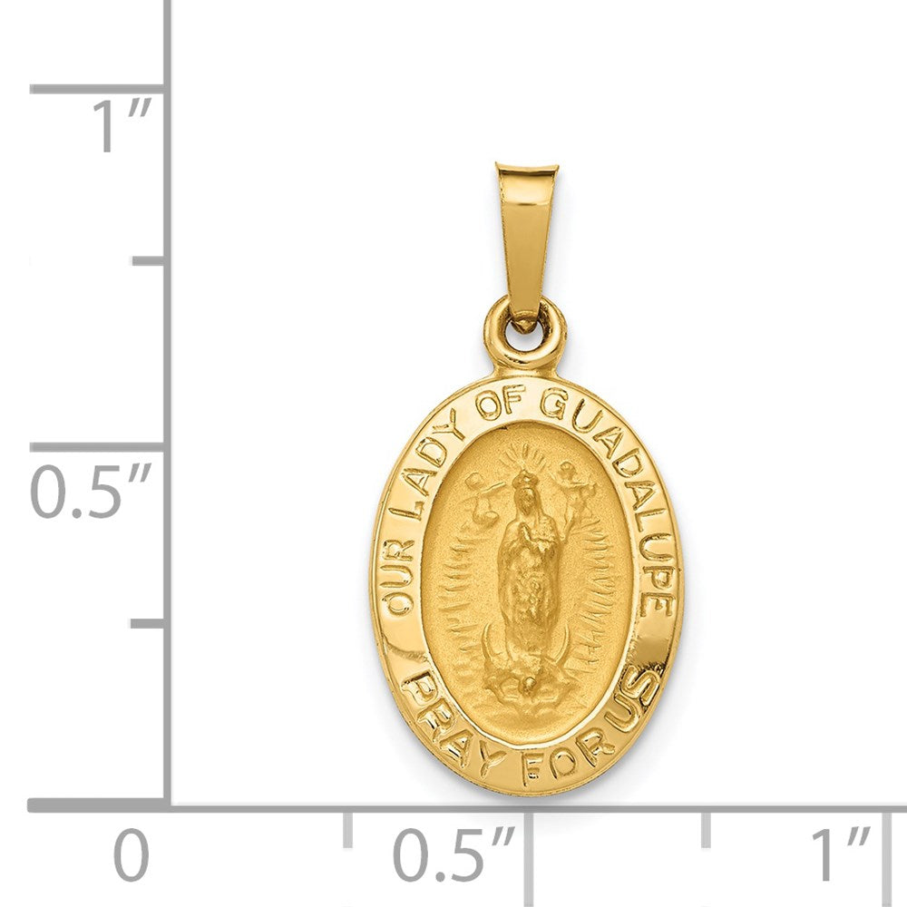 14k Yellow Gold 11 mm Hollow Our Lady Of Guadalupe Medal Charm (0.92 grams)