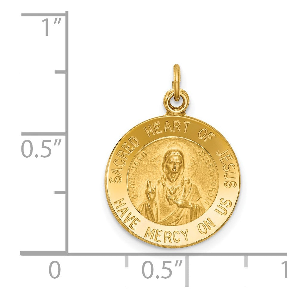 14k Yellow Gold 15 mm Sacred Heart of Jesus Medal Charm (1.21 grams)