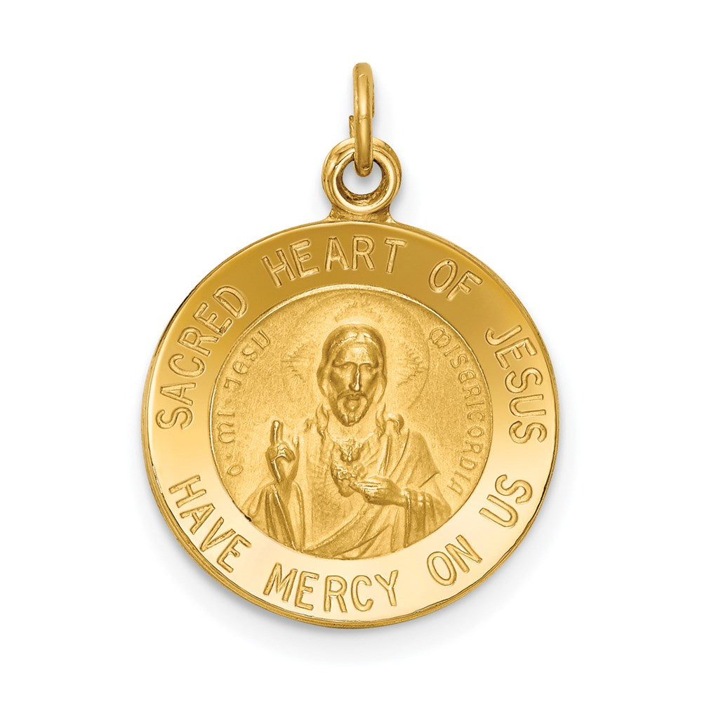14k Yellow Gold 15 mm Sacred Heart of Jesus Medal Charm (1.21 grams)