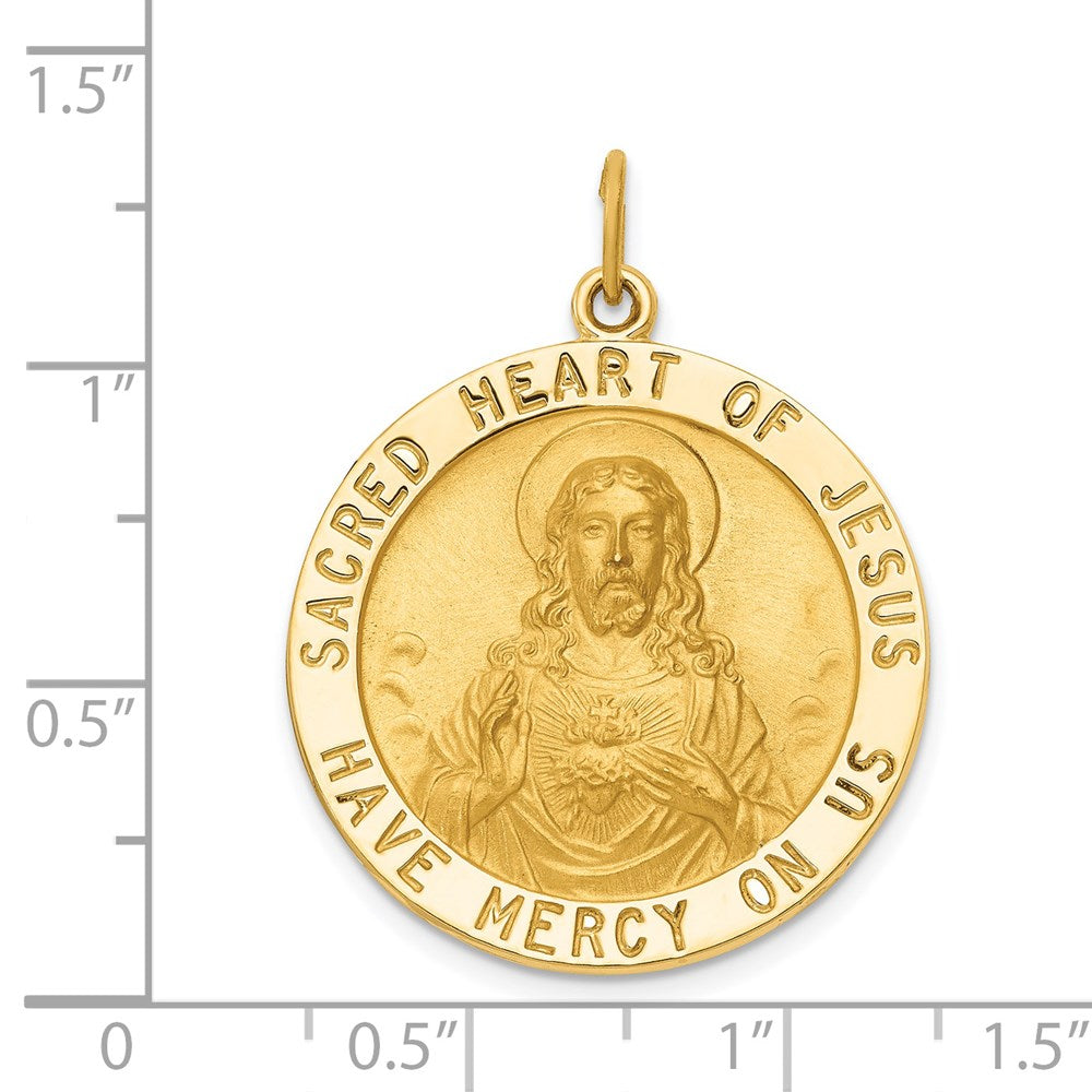 14k Yellow Gold 25 mm Sacred Heart of Jesus Medal Pendant (5.46 grams)