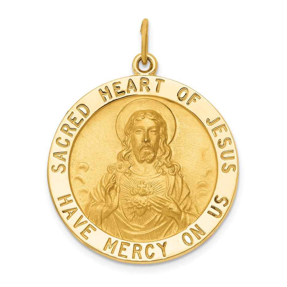 14k Yellow Gold 25 mm Sacred Heart of Jesus Medal Pendant