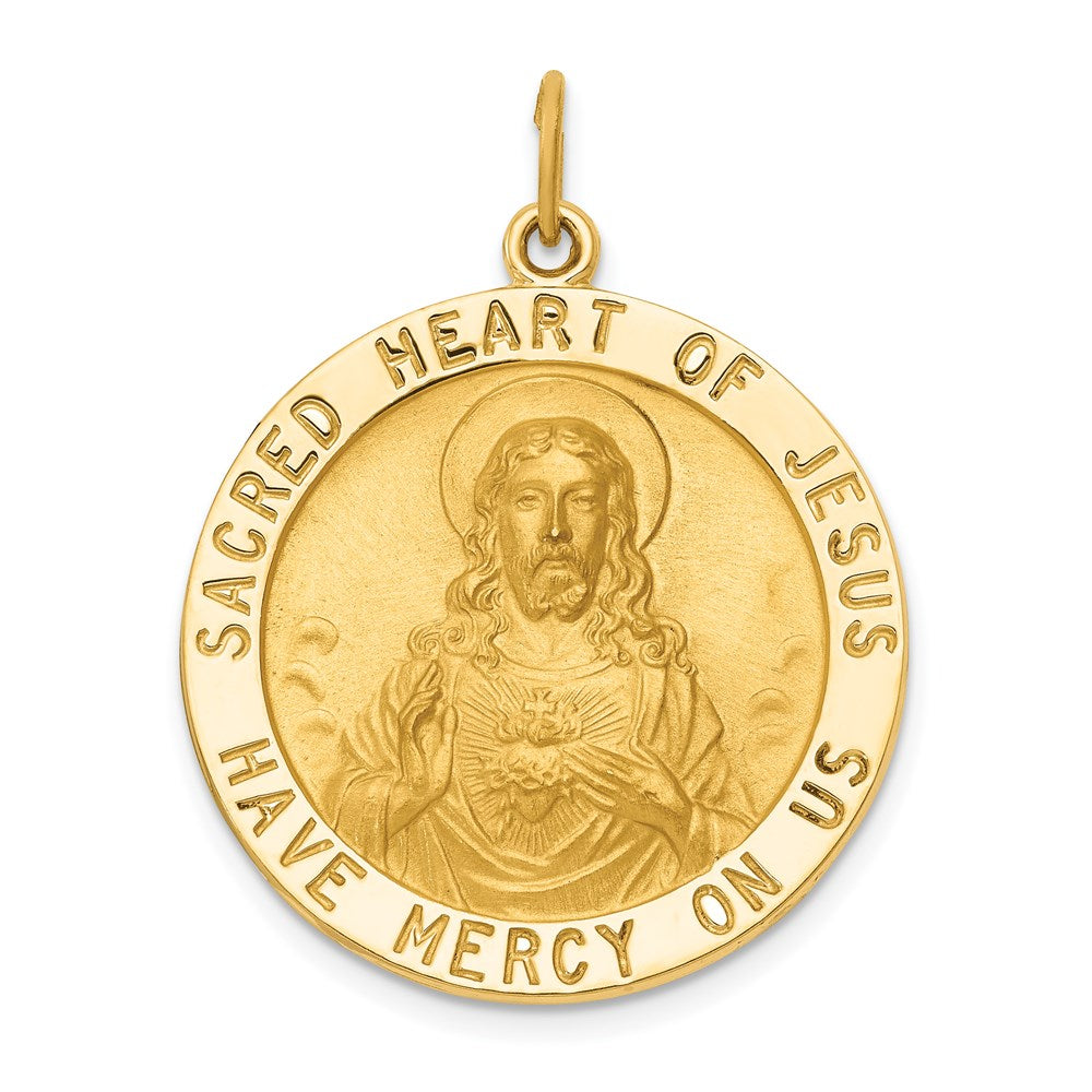 14k Yellow Gold 25 mm Sacred Heart of Jesus Medal Pendant (5.46 grams)