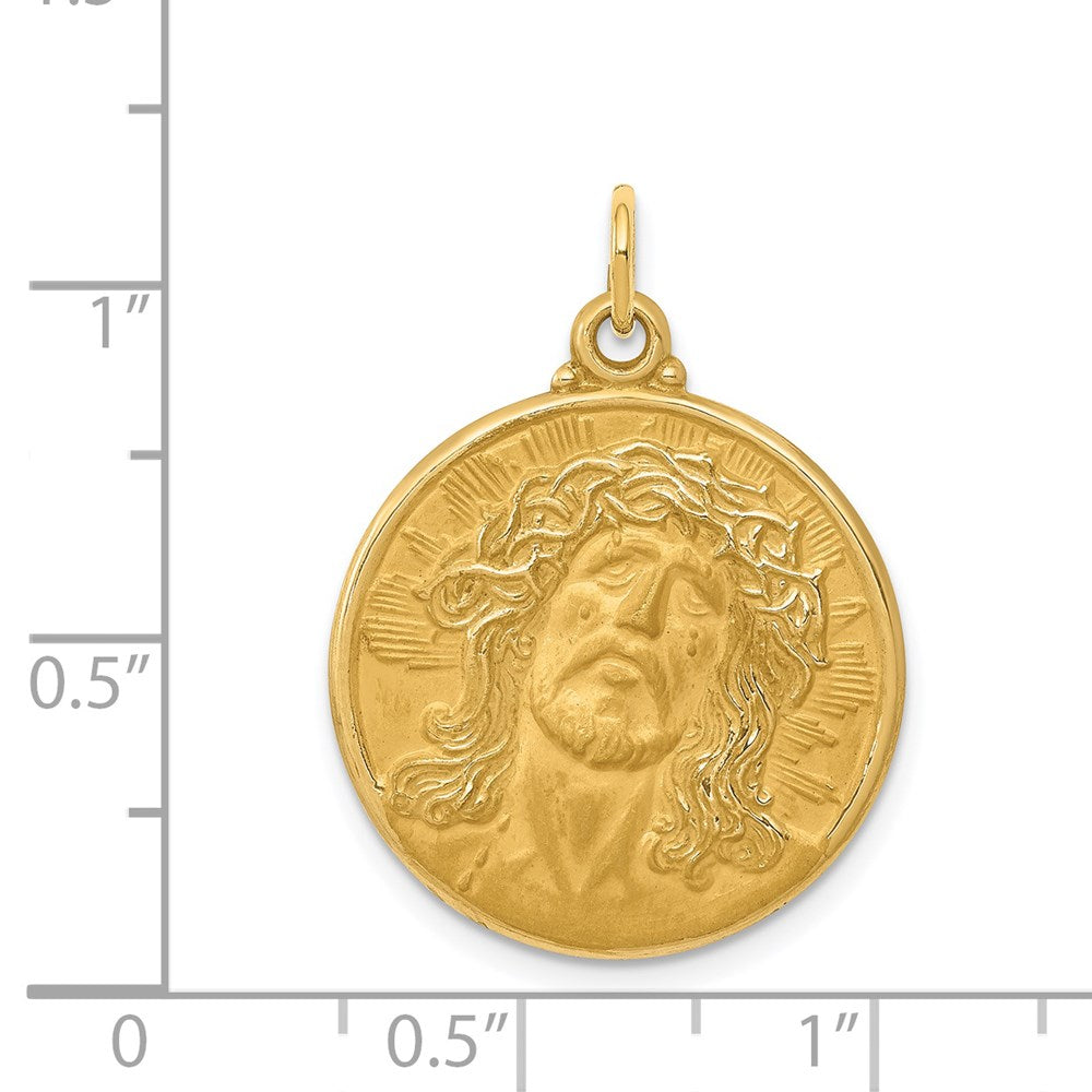 14k Yellow Gold 21 mm Jesus Medal Pendant (4.38 grams)
